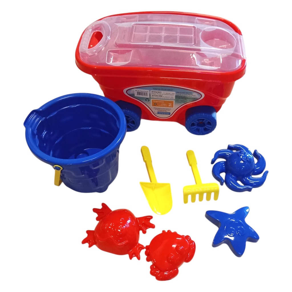 Carrito de playa con accesorios